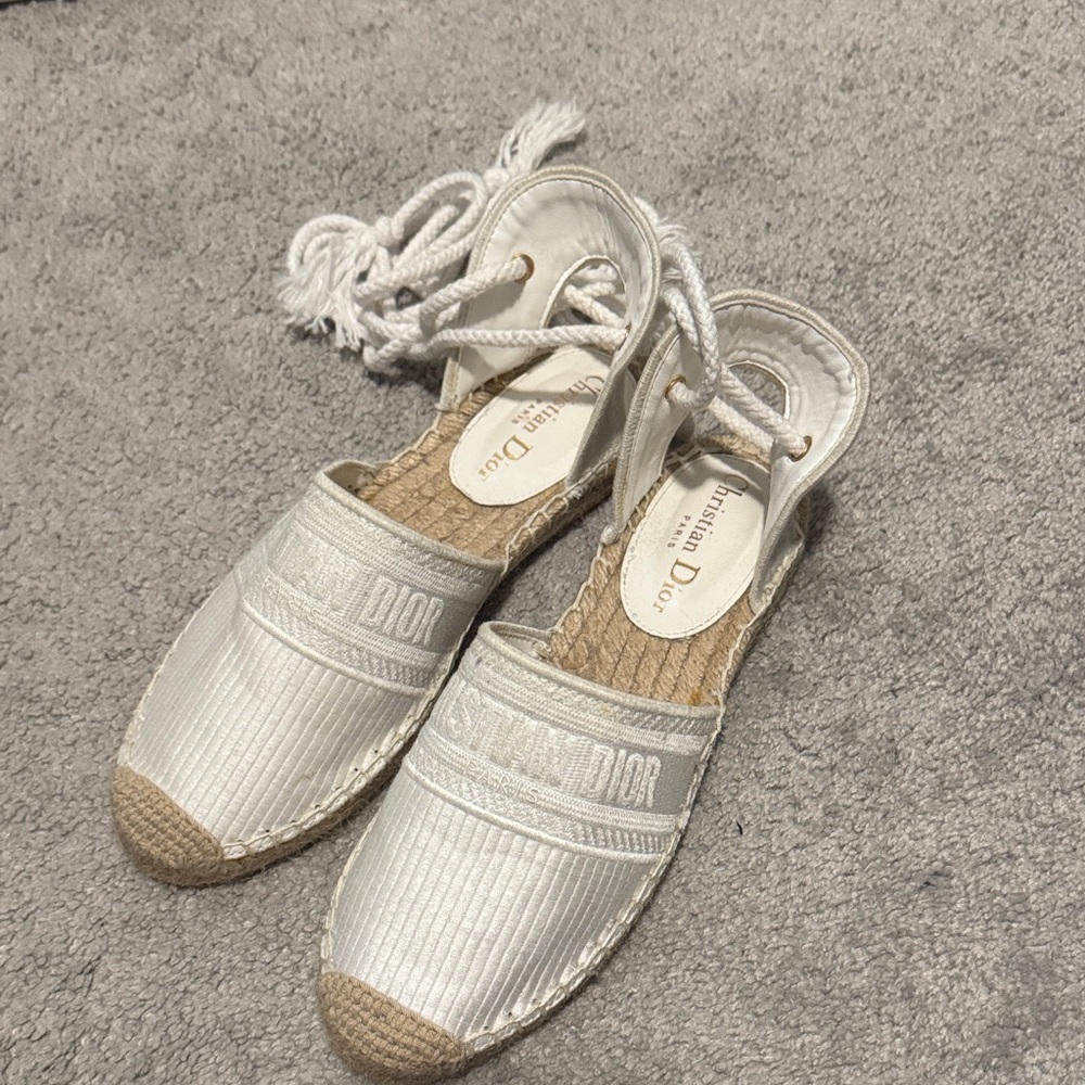 Dior Cream Espadrille Flats